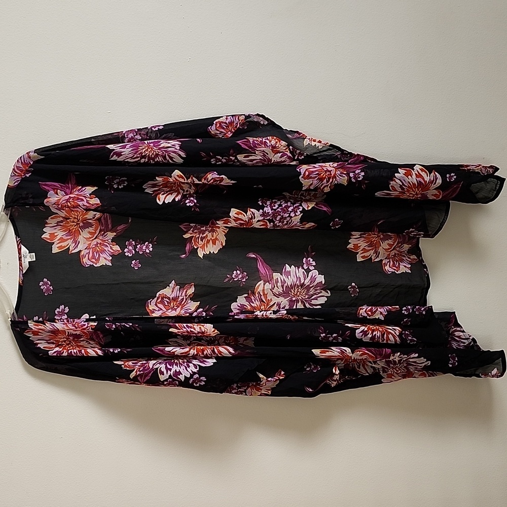 Terra & Sky Floral Kimono Sheer Lightweight, Swim Cover Up Womens 2X